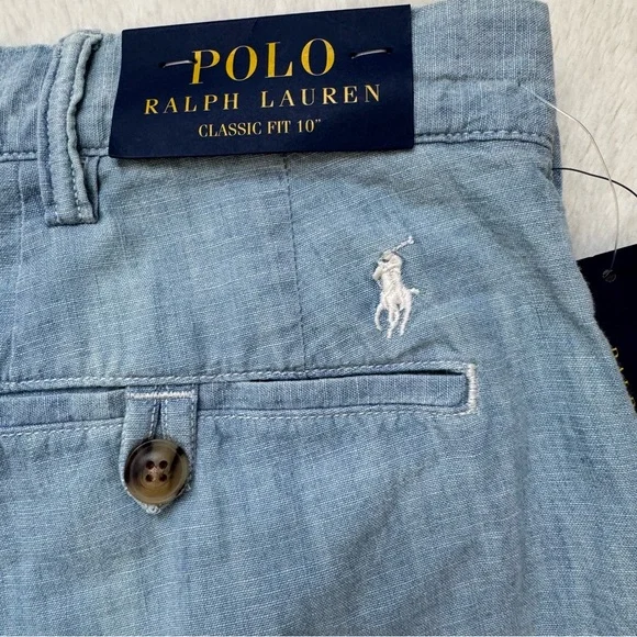 ❌Polo Ralph Lauren Shorts Men’s 42 Tall Blue Chambray Classic Fit 10" Preppy NEW - Picture 6 of 10